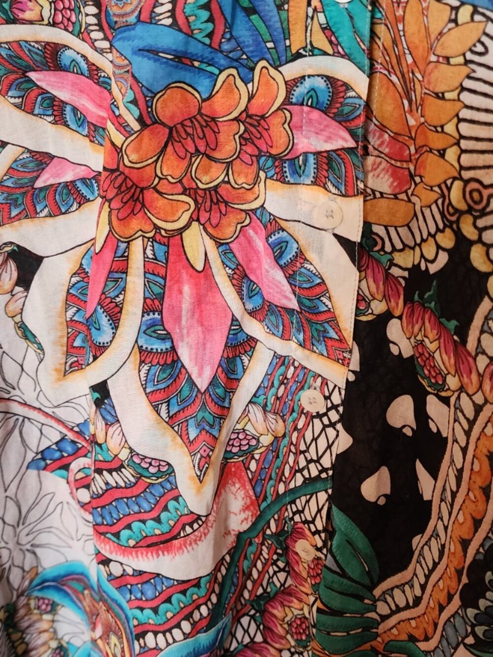 Desigual Vintage Blouse, Cotton Voile Button Front, Long Sleeves, Size M - Picture 2 of 5